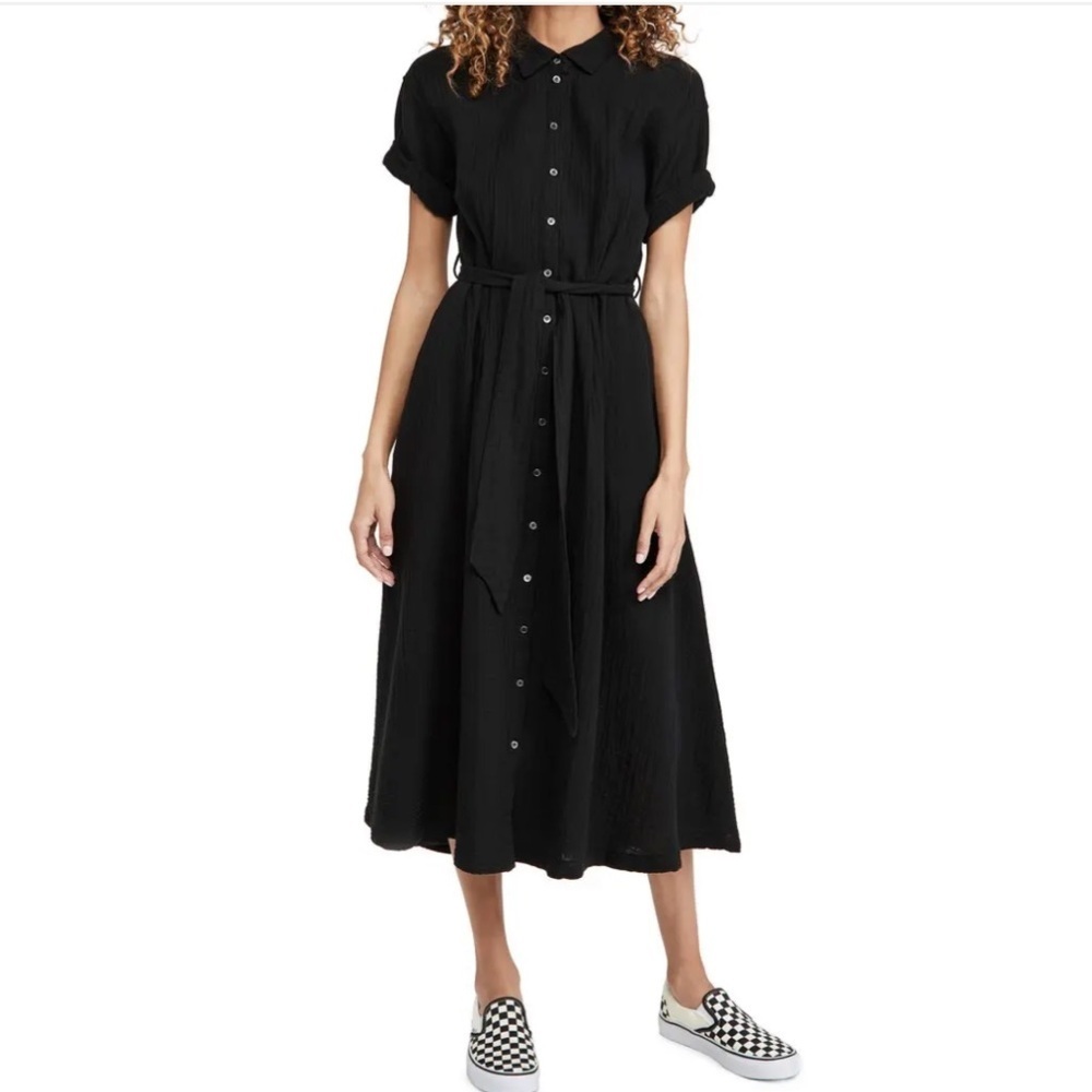 Xirena Caylin Black Midi Shirt Dress Size XS